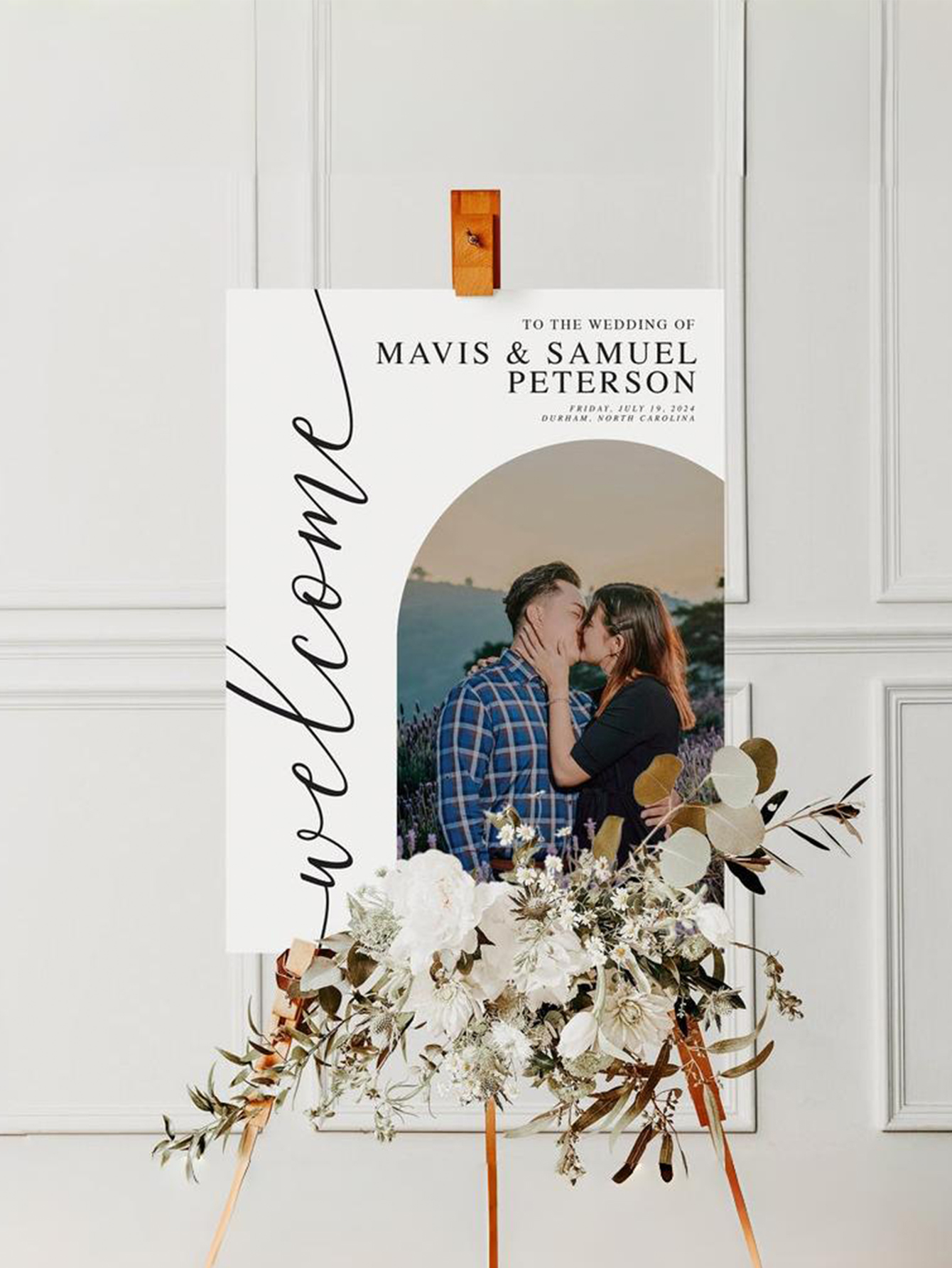 Custom Modern Arch Wedding Photo Welcome Sign